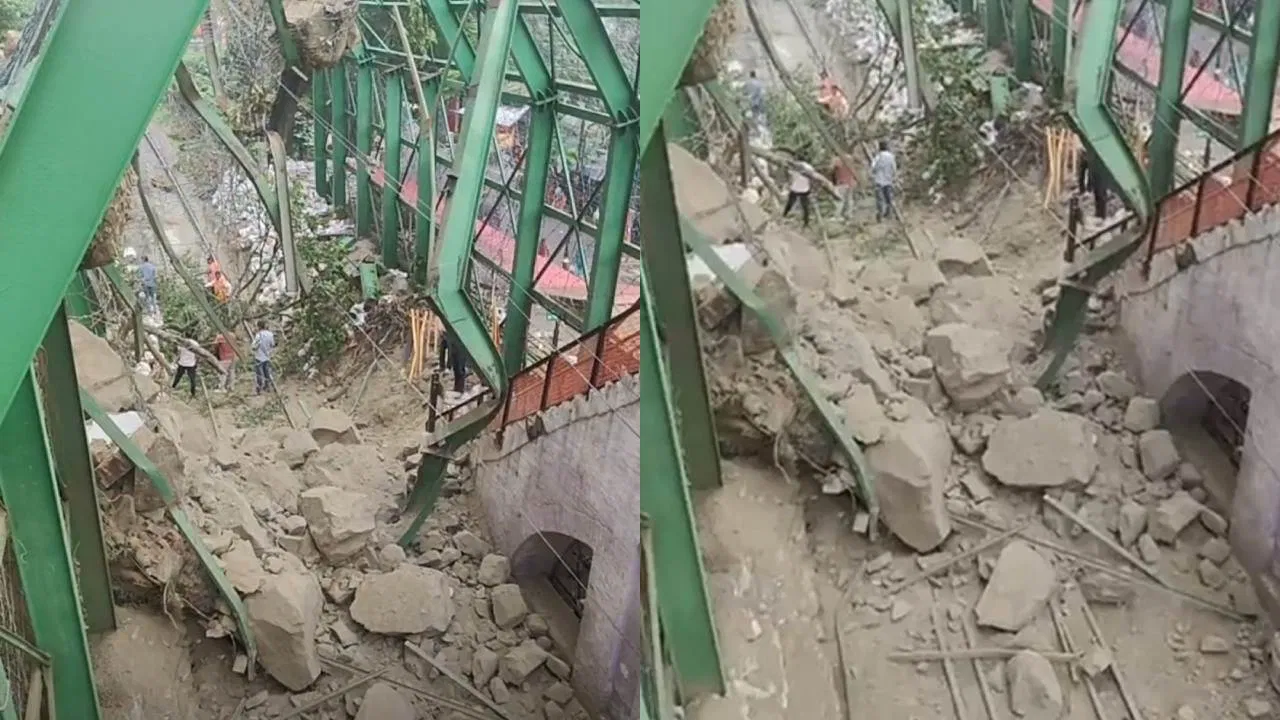 हरिद्वार में भूस्खलन से रेल मार्ग ठप, मनसा देवी पहाड़ी से गिरा मलबा
