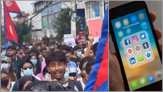 नेपाल में 26 सोशल मीडिया प्लेटफॉर्म्स बैन, पत्रकारों का विरोध प्रदर्शन