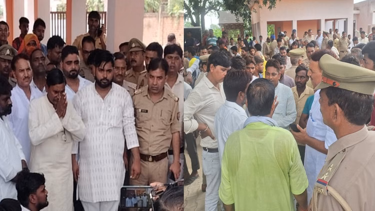एटा: हनुमान चालीसा और चित्र हटाने पर विवाद, स्कूल में पुलिस तैनात