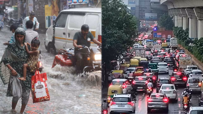 दिल्ली-एनसीआर में मौसम बदला, बारिश से जलभराव और ट्रैफिक जाम