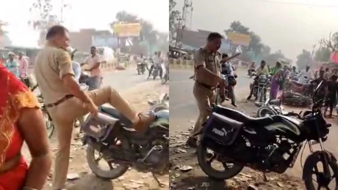 बरेली में दरोगा की दबंगई: लात मारकर गिराईं बाइक, लोगों से किया दुर्व्यवहार