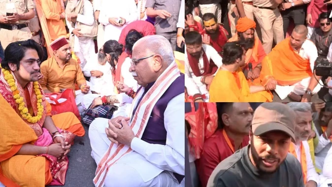 फरीदाबाद पहुँची बाबा बागेश्वर की सनातन हिंदू एकता पदयात्रा, मनोहर लाल भी शामिल