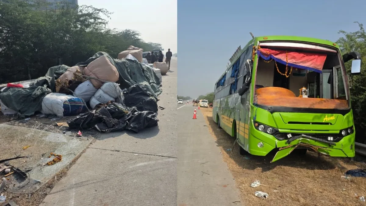 यमुना एक्सप्रेसवे पर डबल डेकर बस पलटी, 14 यात्री घायल