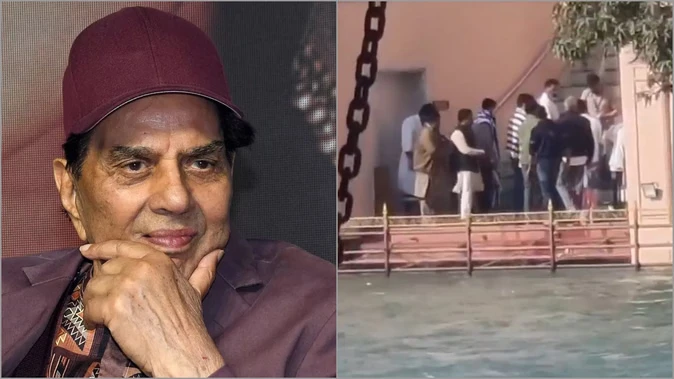 हरिद्वार में गंगा में प्रवाहित हुई धर्मेंद्र की अस्थियां, करण ने निभाई मुख्य भूमिका