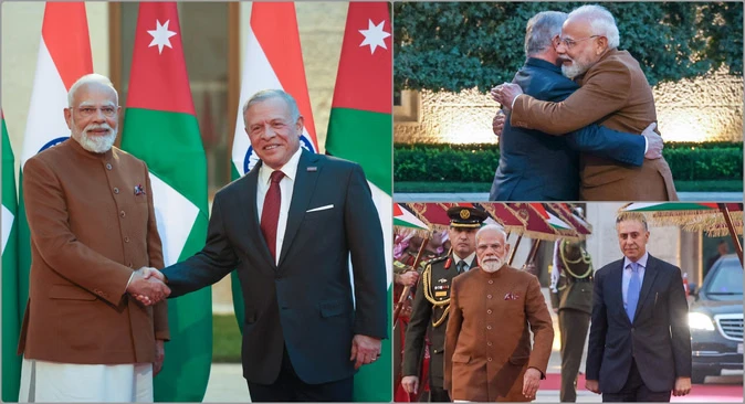 पीएम मोदी का जॉर्डन आगमन, हुसैनीया पैलेस में किंग अब्दुल्ला ने किया स्वागत