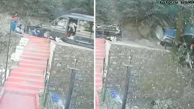 हिमाचल में पर्यटकों की गाड़ी खाई में गिरने से बची, महिला को लगी मामूली चोट