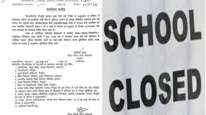 मैनपुरी: सर्दी के चलते 8वीं तक के स्कूलों की छुट्टियां, डीएम ने जारी किए आदेश