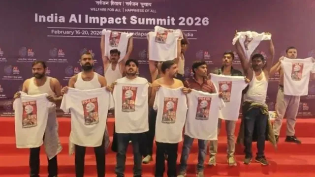 एआई समिट के दौरान यूथ कांग्रेस का उग्र प्रदर्शन, हिरासत में प्रदर्शनकारी
