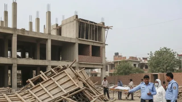 नोएडा में निर्माणाधीन मकान की शटरिंग गिरने से कामगार की मौत, एक घायल