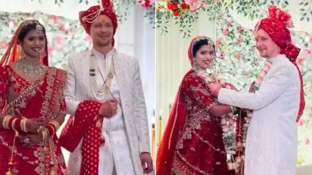बाराबंकी की बेटी से शादी करने जर्मनी से पहुँचा परिवार, देसी गानों पर थिरका दूल्हा