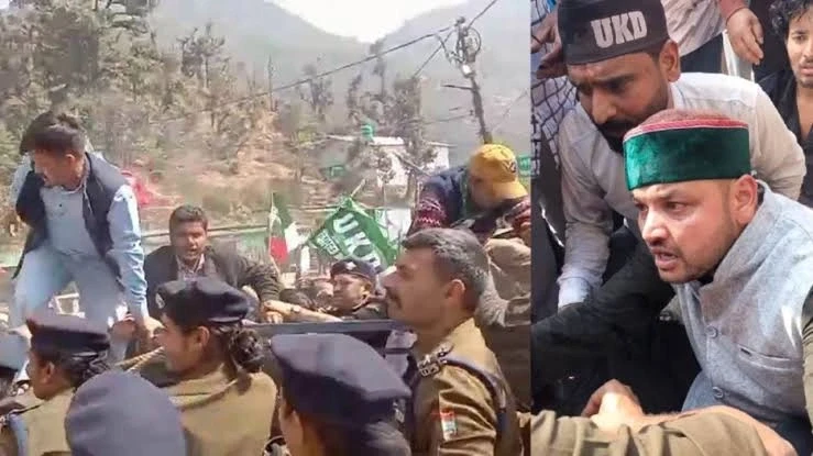 उत्तराखंड बजट सत्र: यूकेडी कार्यकर्ताओं का उग्र प्रदर्शन, बैरिकेड तोड़े