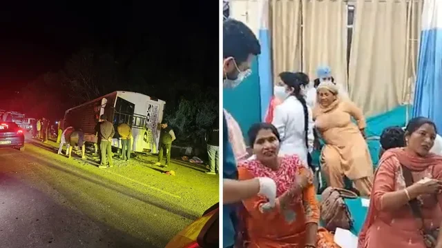 ऊना: फगवाड़ा से शाहतलाई जा रही बस पलटी, 1 श्रद्धालु की मौत, 25 घायल