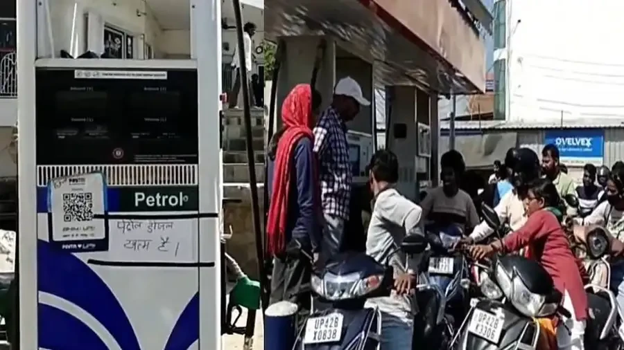 अयोध्या में पेट्रोल-डीजल की किल्लत, लंबी कतारों में खड़े लोग
