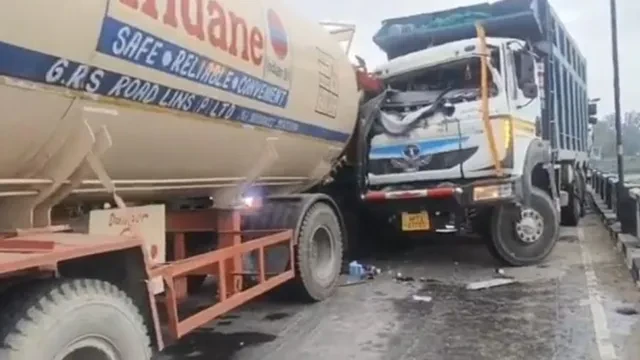 ऊना में भीषण सड़क दुर्घटना: गैस टैंकर और दो टिप्परों की भिड़ंत, तीन लोग जख्मी