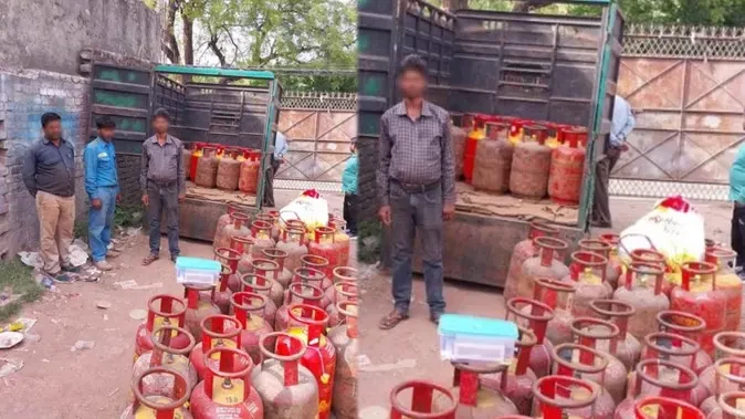 दिल्ली में अवैध LPG गैस भंडारण के बड़े रैकेट का भंडाफोड़, 45 सिलेंडर बरामद