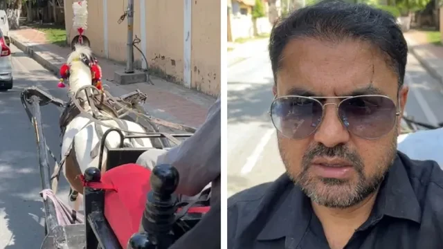 श्रीनगर में मंत्री ने छोड़ी सरकारी गाड़ी, तांगे पर बैठकर दिया ईंधन बचाने का संदेश