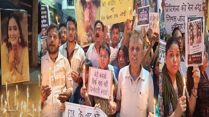 अभिनेत्री त्विसा शर्मा को न्याय दिलाने सड़कों पर उतरे लोग, निकाला कैंडल मार्च