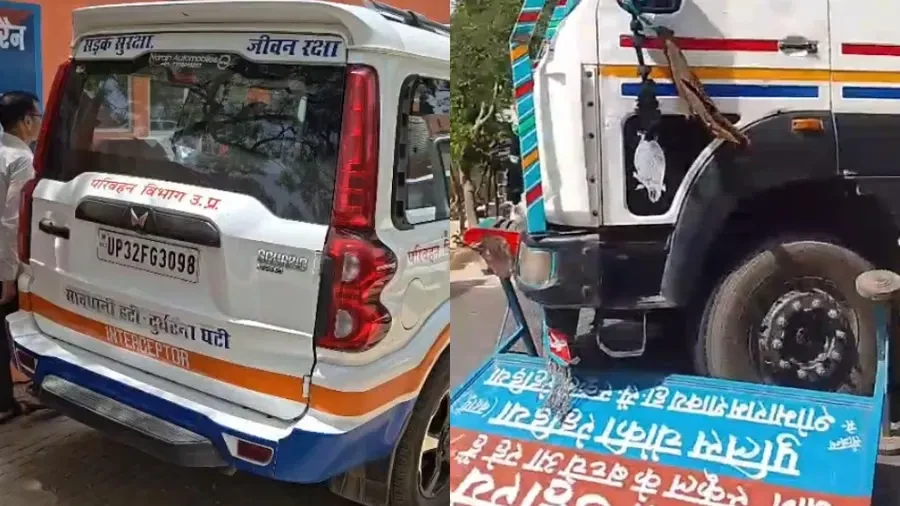 बरेली: चेकिंग के दौरान बेकाबू डम्पर, पुलिस पर चढ़ाने की कोशिश, चालक फरार