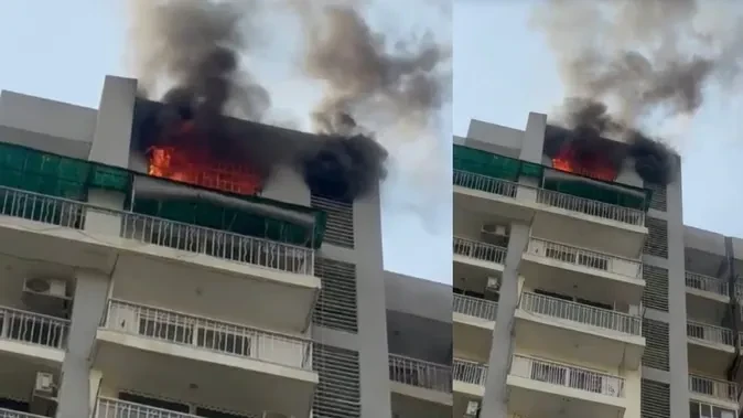 गाजियाबाद: शिप्रा सृष्टि सोसायटी में 15वीं मंजिल पर लगी आग, फायर ब्रिगेड ने पाया काबू
