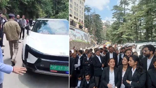 शिमला: सील्ड रोड प्रदर्शन के दौरान वकीलों ने मंत्री की गाड़ी का कटवाया चालान