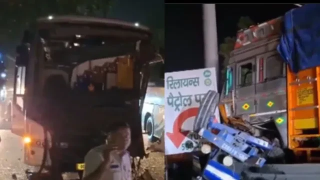करनाल: वोल्वो बस से टकराया ट्रक, फिर ट्रैक्टर-ट्रॉली से भिड़ा, कई घायल