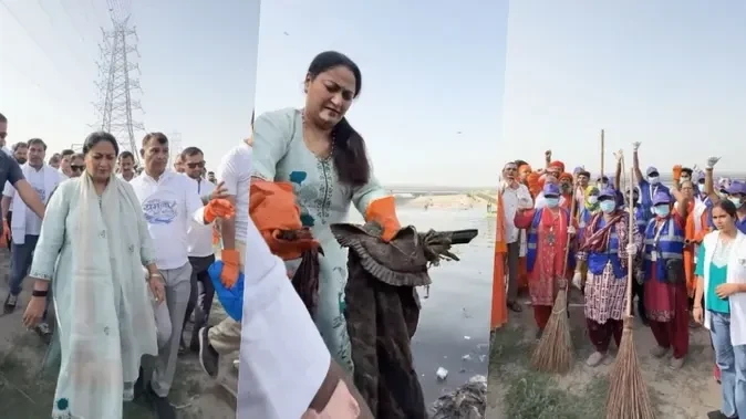 दिल्ली: यमुना के 28 घाटों पर चला मेगा क्लीनिंग ड्राइव, सीएम और मंत्रियों ने किया श्रमदान