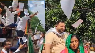 BJP के रथ के सामने पहुंचे तेजस्वी, ऊपर से बरसने लगे पर्चे; बांकीपुर में प्रचार के आखिरी दिन हाईवोल्टेज ड्रामा