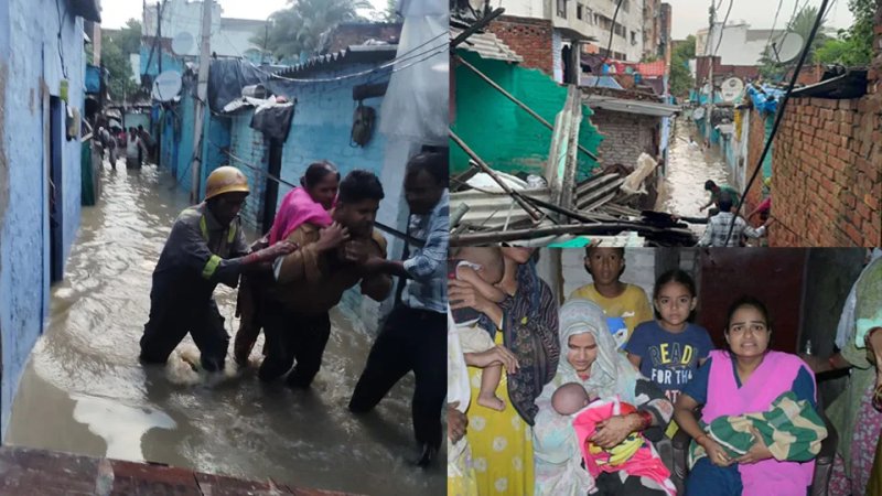 कानपुर: जाजमऊ में बारिश से 6 से अधिक कच्चे मकान गिरे, कई लोग दबे, कई घायल
