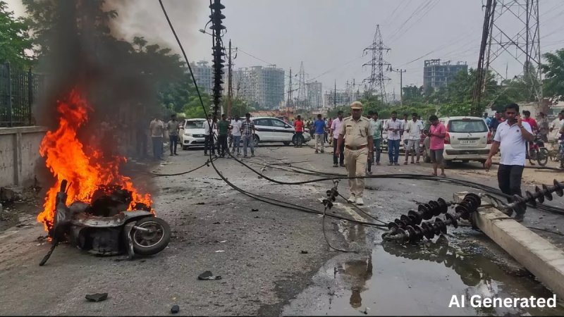 नोएडा में बड़ा हादसा: हाईटेंशन तार टूटकर सड़क पर गिरा, पांच लोग झुलसे