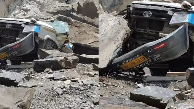 हिमाचल में बड़ा हादसा: लाहौल-स्पीति में पहाड़ी से मलबा गिरने पर टैक्सी दबी, 13 की मौत