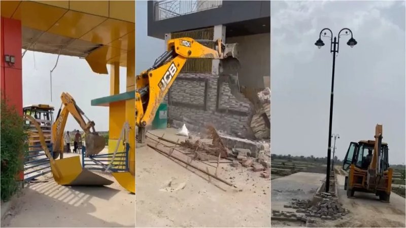 मथुरा: अवैध कॉलोनी पर चला प्रशासन का बुलडोजर, 40 एकड़ में हो रही प्लॉटिंग ध्वस्त