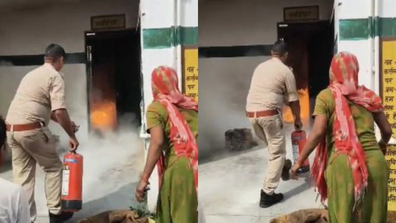 बदायूं: स्कूल की रसोई में सिलिंडर में लगी आग, पुलिसकर्मियों की सूझबूझ से टला हादसा