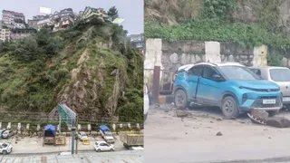शिमला में ढली मंडी के सामने पहाड़ी से गिरे पत्थर, कई वाहन चपेट में आए; एक को नुकसान
