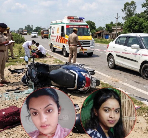कुशीनगर में भीषण सड़क हादसा, स्कूटी सवार दो छात्राओं की मौत