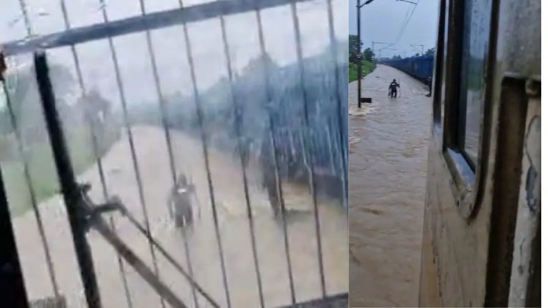 मूसलाधार बारिश से चितहरा में रेलवे ट्रैक जलमग्न, डेढ़ घंटे थमा ट्रेनों का संचालन