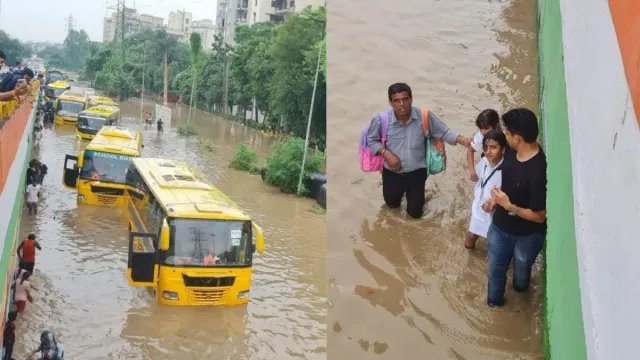 गुरुग्राम में 'जलप्रलय', 9 स्कूली बसों में 2 घंटे तक फंसे रहे 300 से अधिक बच्चे