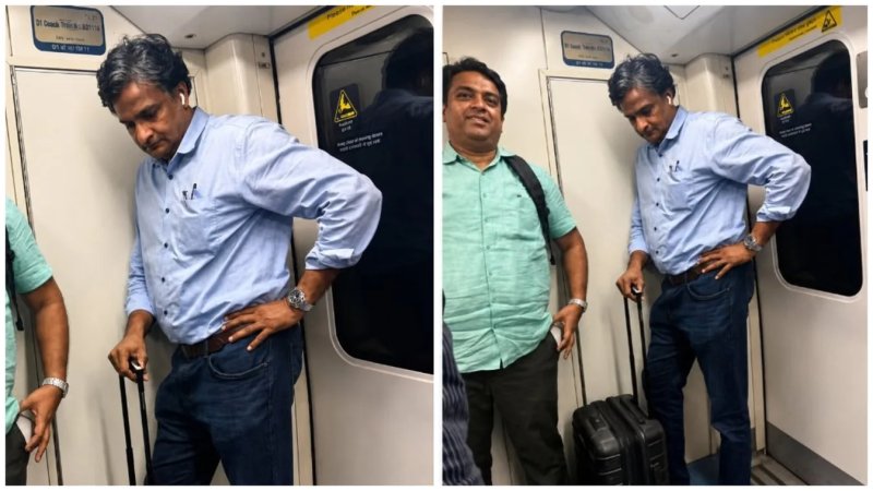 'मैसूर एक्सप्रेस' की सादगी ने जीता दिल, मेट्रो में ट्रॉली बैग के साथ दिखे श्रीनाथ