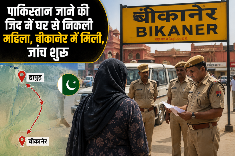 हापुड़: पाकिस्तान जाने की जिद में घर से निकली महिला, बीकानेर में मिली, जांच शुरू