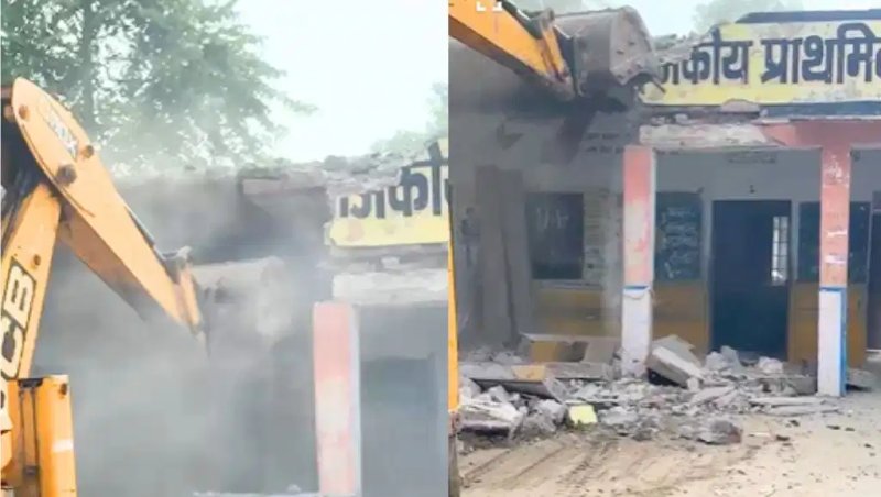 जयपुर में जर्जर सरकारी स्कूल भवन पर चला बुलडोजर, जल्द बनेगा नया भवन