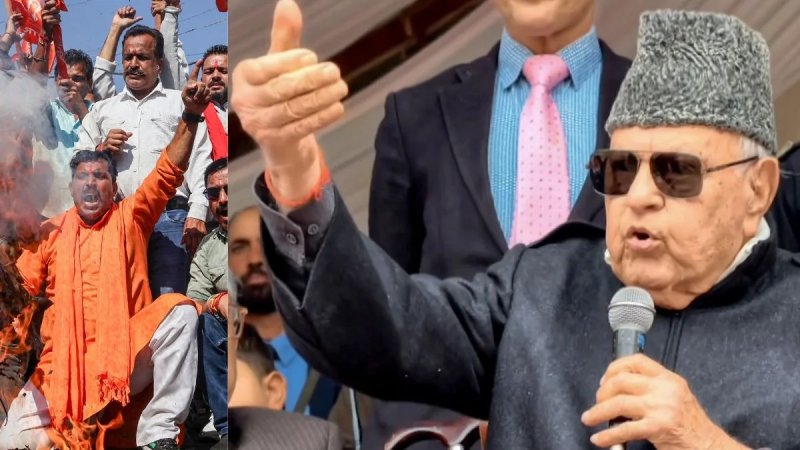 फारूक अब्दुल्ला के बयान पर जम्मू में बवाल, भाजपा समेत कई संगठन सड़कों पर उतरे