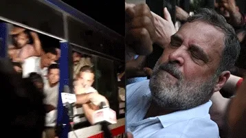 राहुल गांधी और प्रियंका गांधी समेत 50 सांसद हिरासत में, आकाशवाणी भवन में 8 घंटे चला धरना