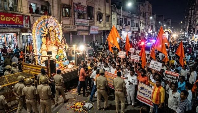 हैदराबाद में दुर्गा विसर्जन जुलूस के दौरान हंगामा, प्रतिमा पर अंडे फेंकने का आरोप; FIR दर्ज