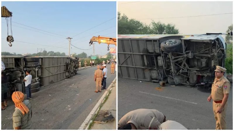 मनाली से अमृतसर जा रही वॉल्वो बस फ्लाईओवर से गिरी, 4 यात्रियों की मौत